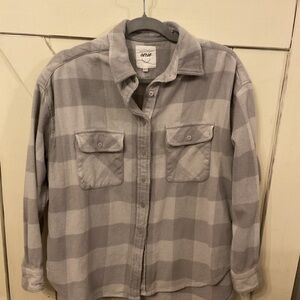 Aerie Light Gray Plaid Shirt